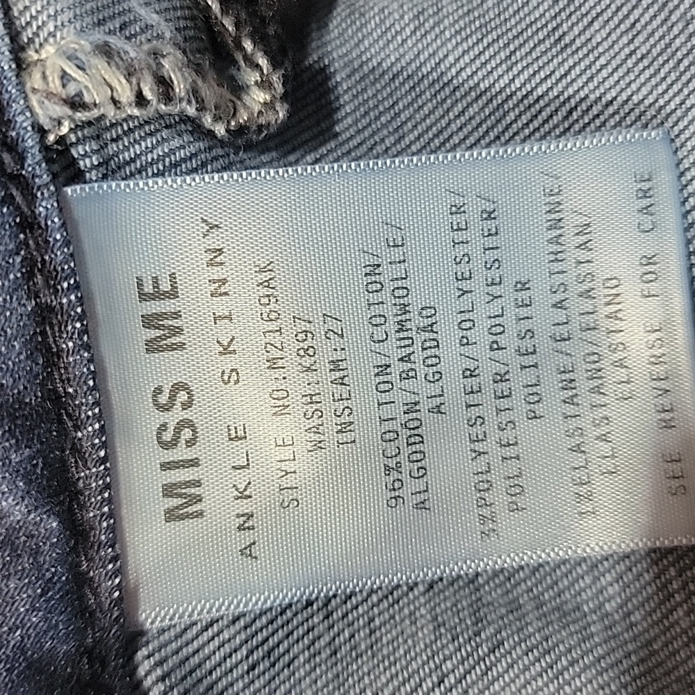 Miss Me Dark Blue Skinny Jeans with Floral Embroidery - Picture 11 of 14